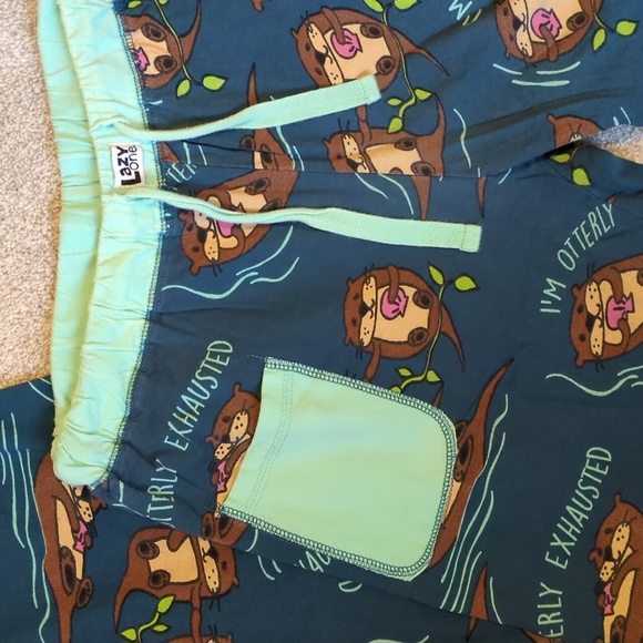 Matching Mommy and Me Otter PJ Pants and 12M Onesie - Picture 5 of 7